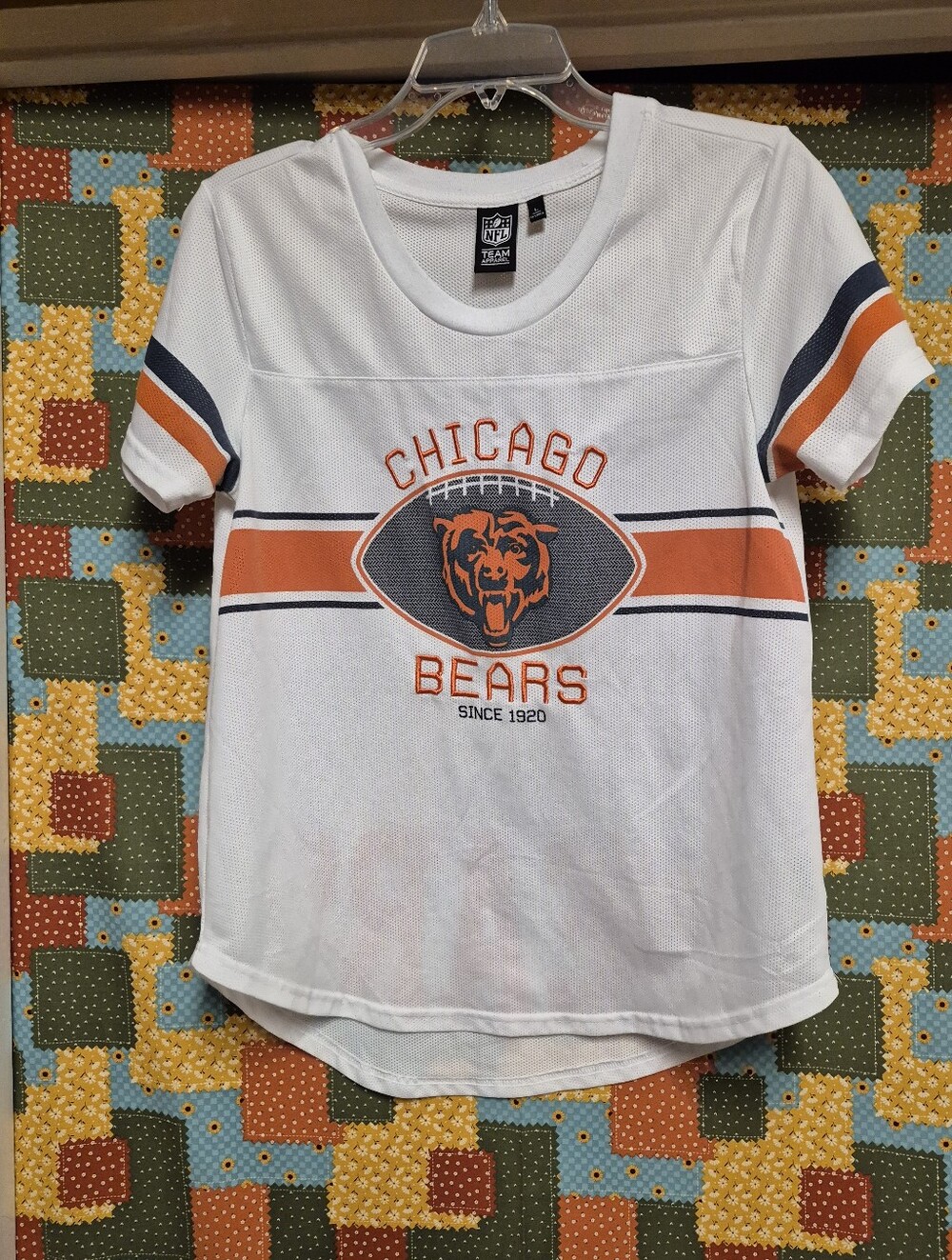 NFL Chicago Bears White Orange & Navy Womens Short Sleeve Tee